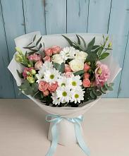 Букет цветов из:  Розы, Лизиантусы и Хризантемы в Горки-10