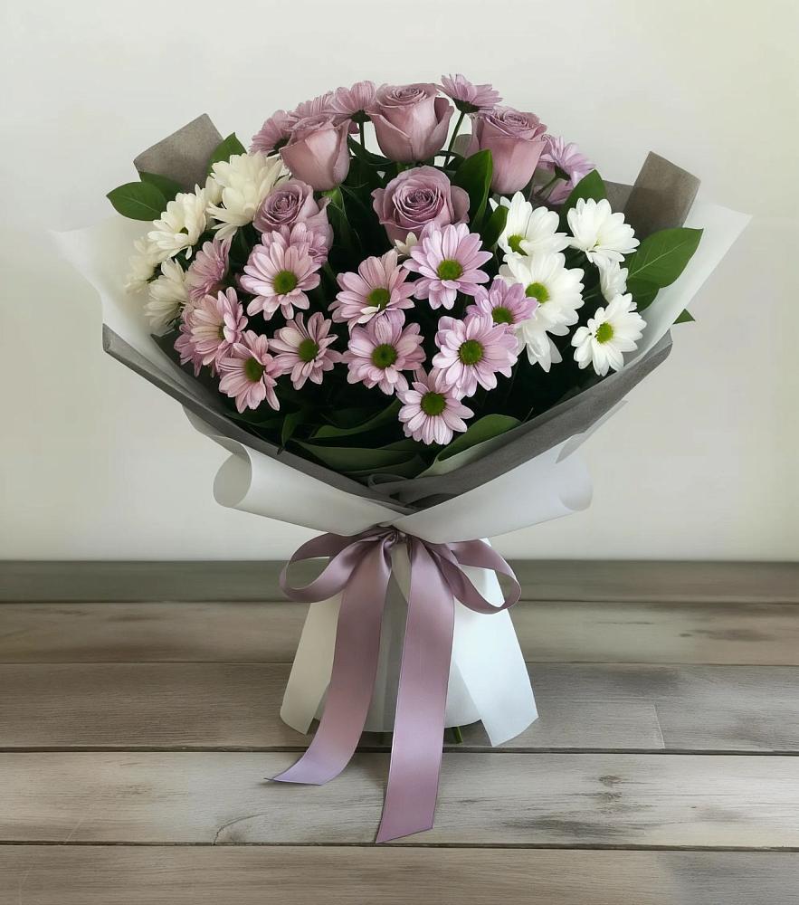 Букет цветов из: Хризантемы и Розы в Горки-10