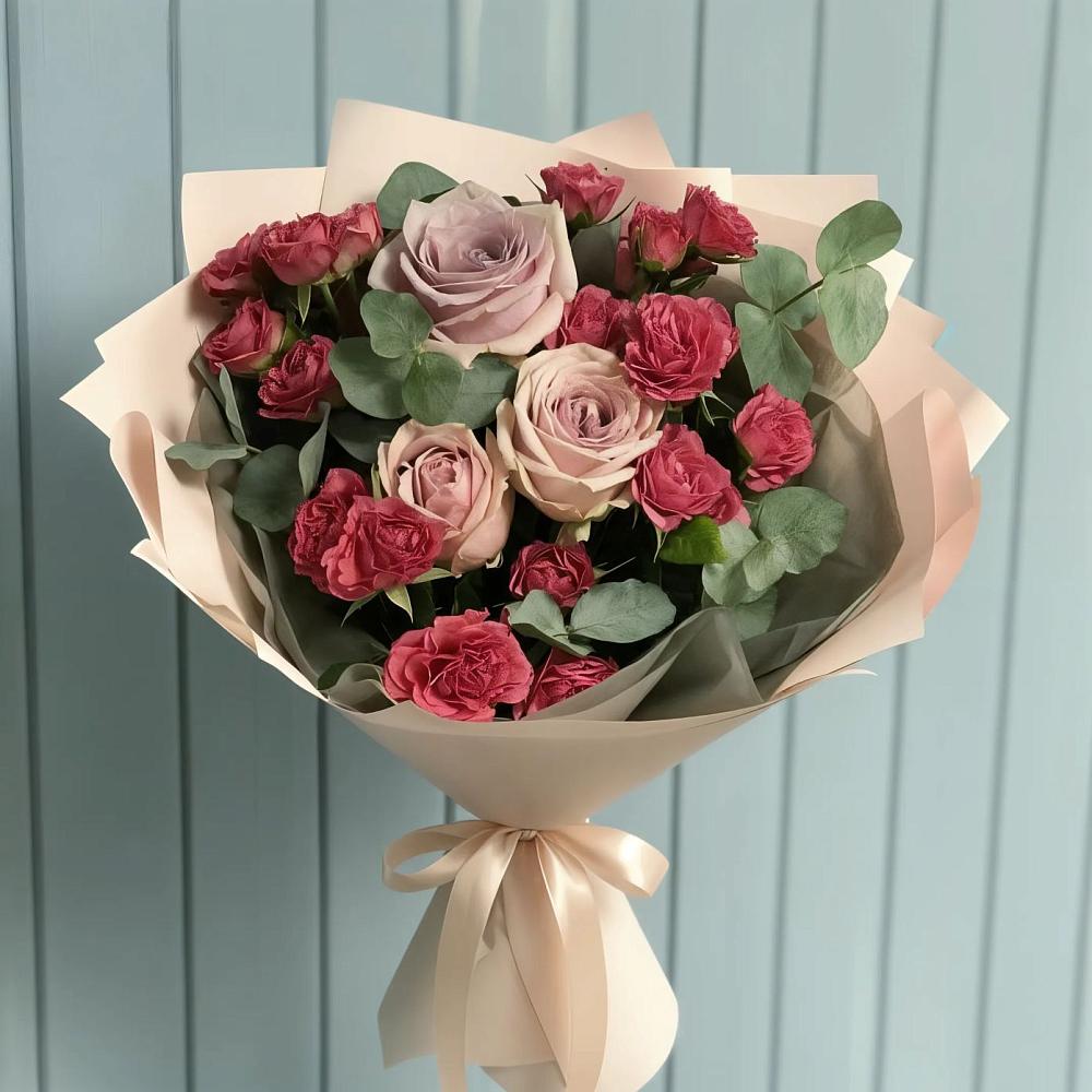 Букет цветов из: Гвоздики и Розы в Горки-10