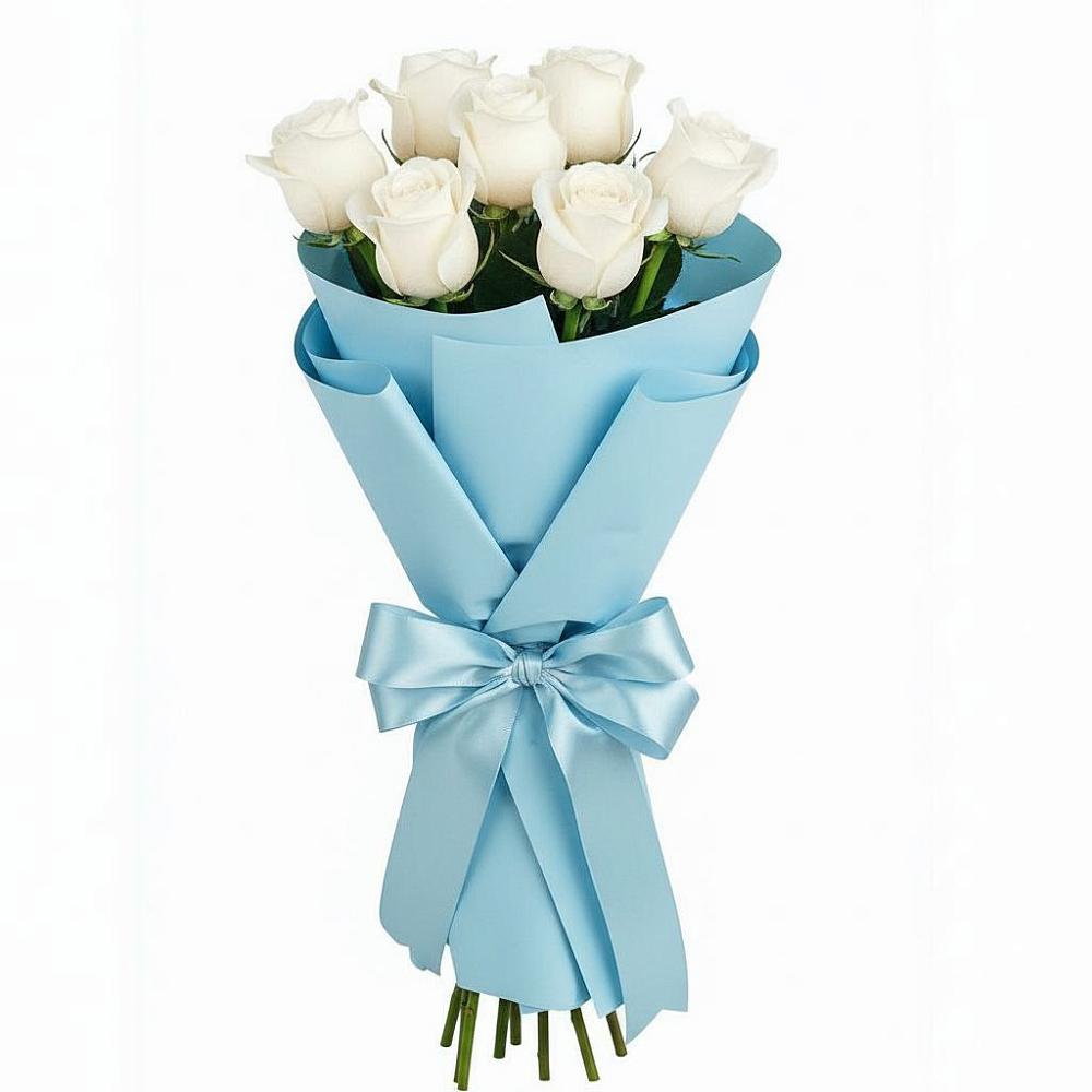 Букет 7 белых роз Проуд в Горки-10