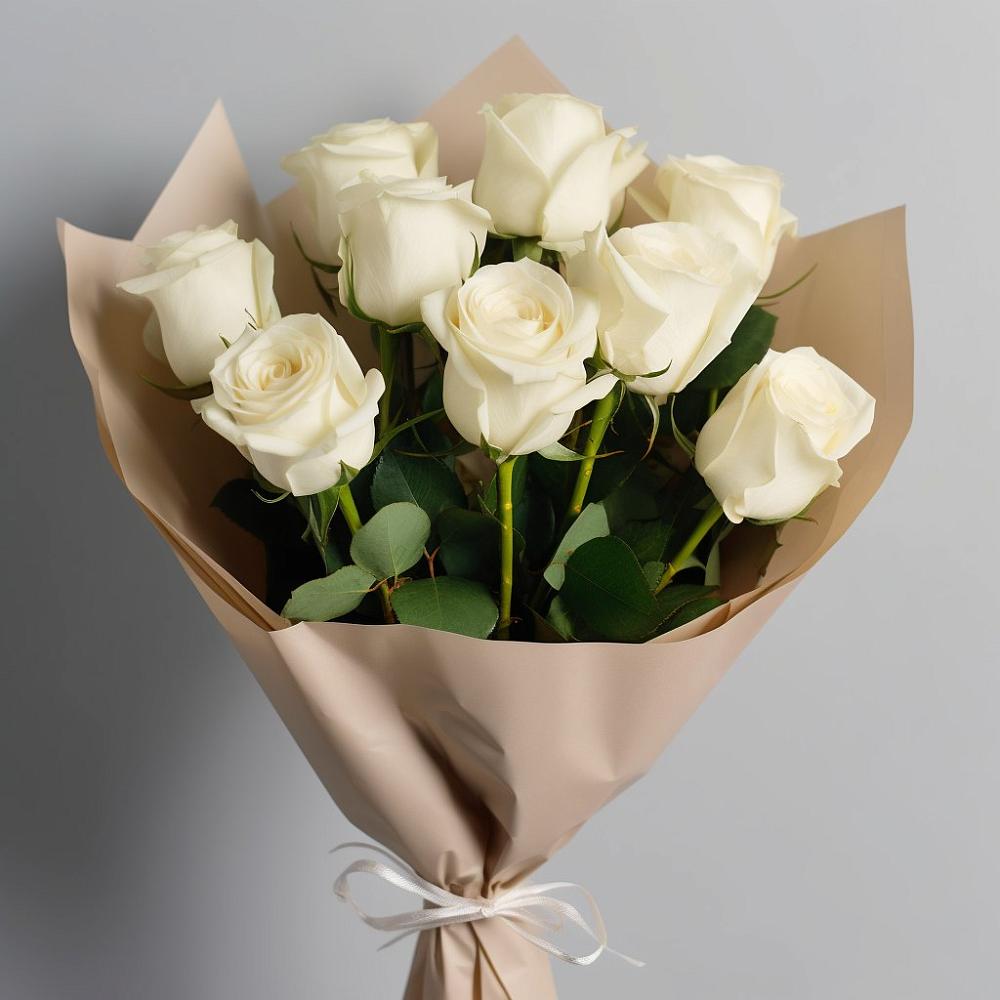 Букет 9 Белых роз Эдлесс Лав в Горки-10