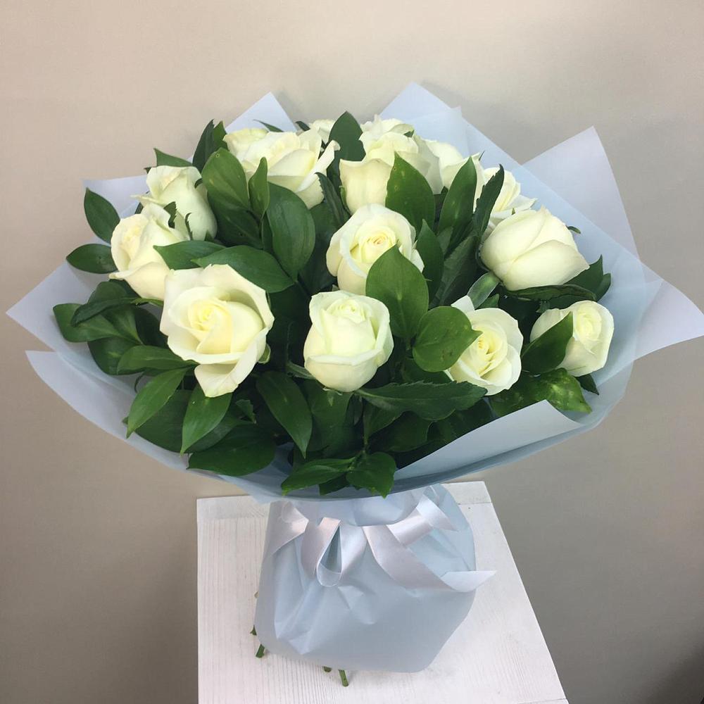 Букет 15 Белых роз Проуд в Горки-10