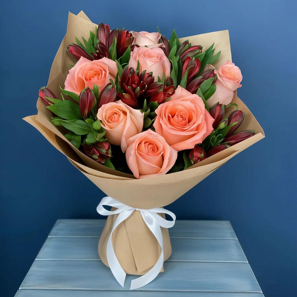 Букет цветов из: Розы и Альстромерии в Горки-10