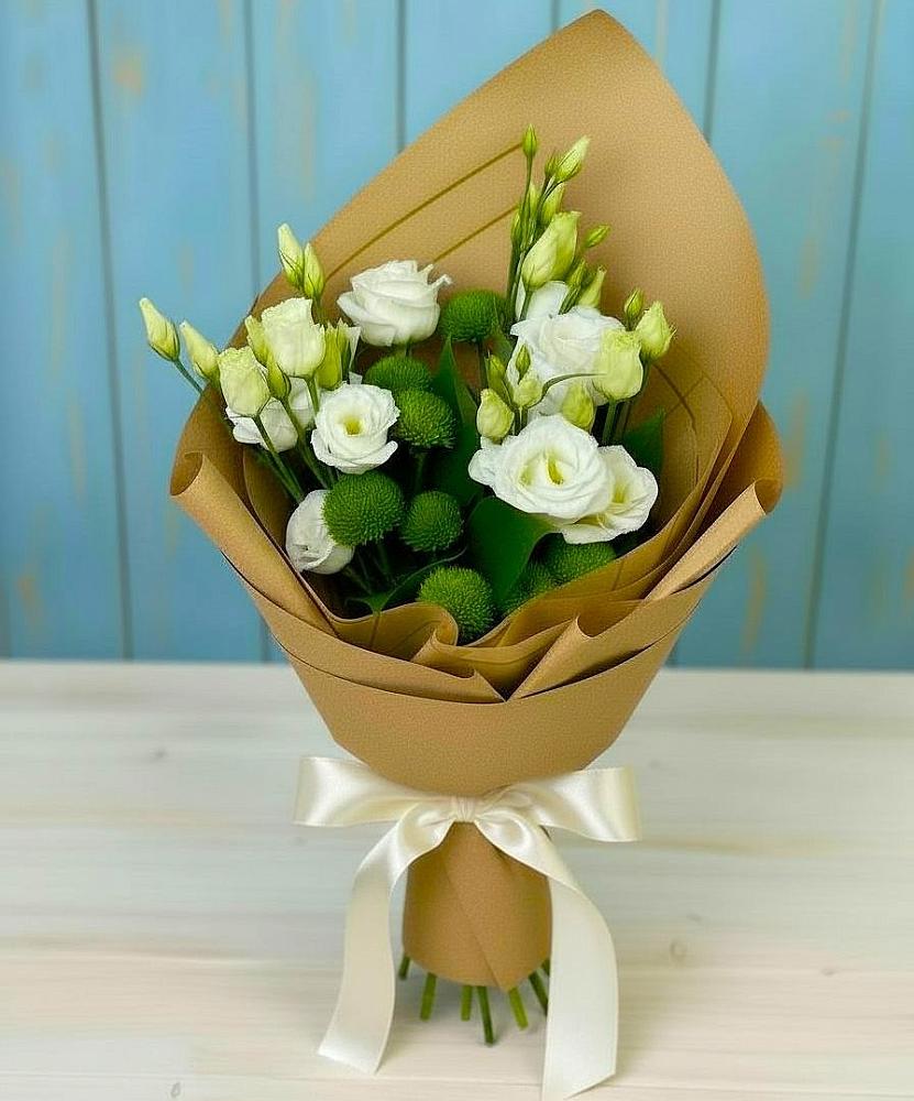 Букет цветов из: Хризантемы и Лизиантусы в Горки-10