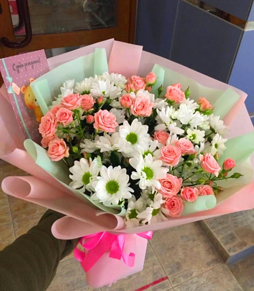 Букет цветов из: Розы и Хризантемы в Горки-10