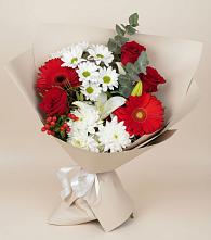 Букет цветов из:  Розы, Хризантемы, Герберы и Лилии в Горки-10