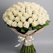 Букет 101 беля роза Белоснежка в Горки-10