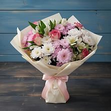 Букет цветов из:  Хризантемы, Альстромерии и Розы в Горки-10
