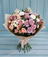 Букет цветов из:  Хризантемы, Розы и Альстромерии в Горки-10