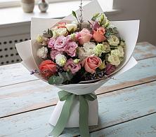 Букет цветов из:  Розы, Лизиантусы и Гвоздики в Горки-10