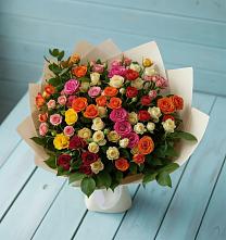 Букет Микс из разноцветных кустовых роз в Горки-10