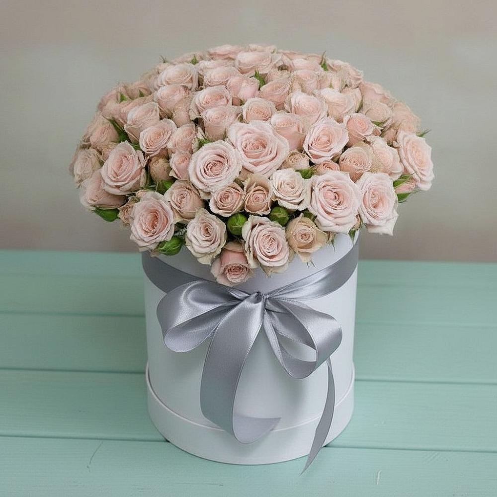 Цветочная композиция из Розы в шляпной коробке в Горки-10